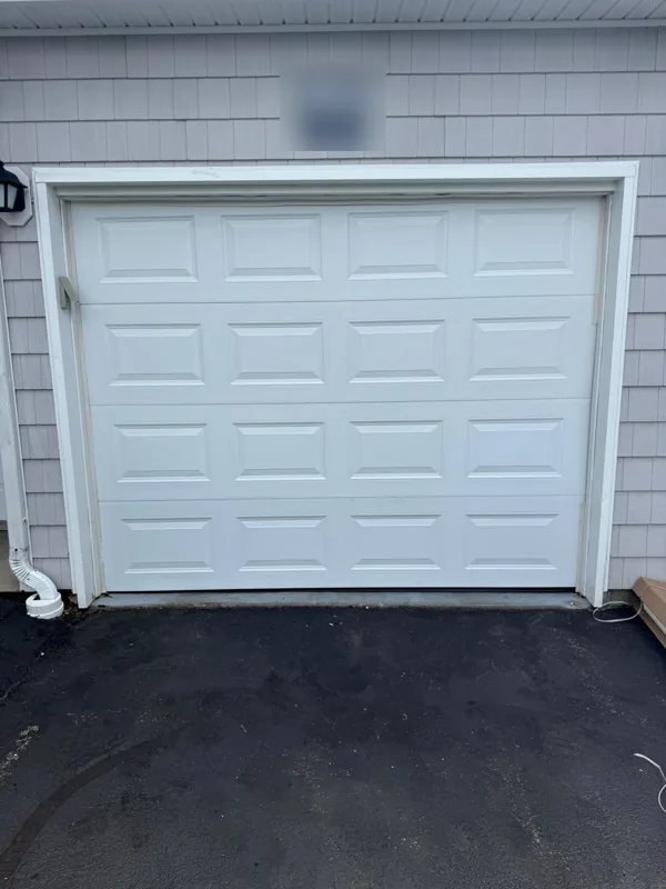 White raised-panel door by Green Garage Doors