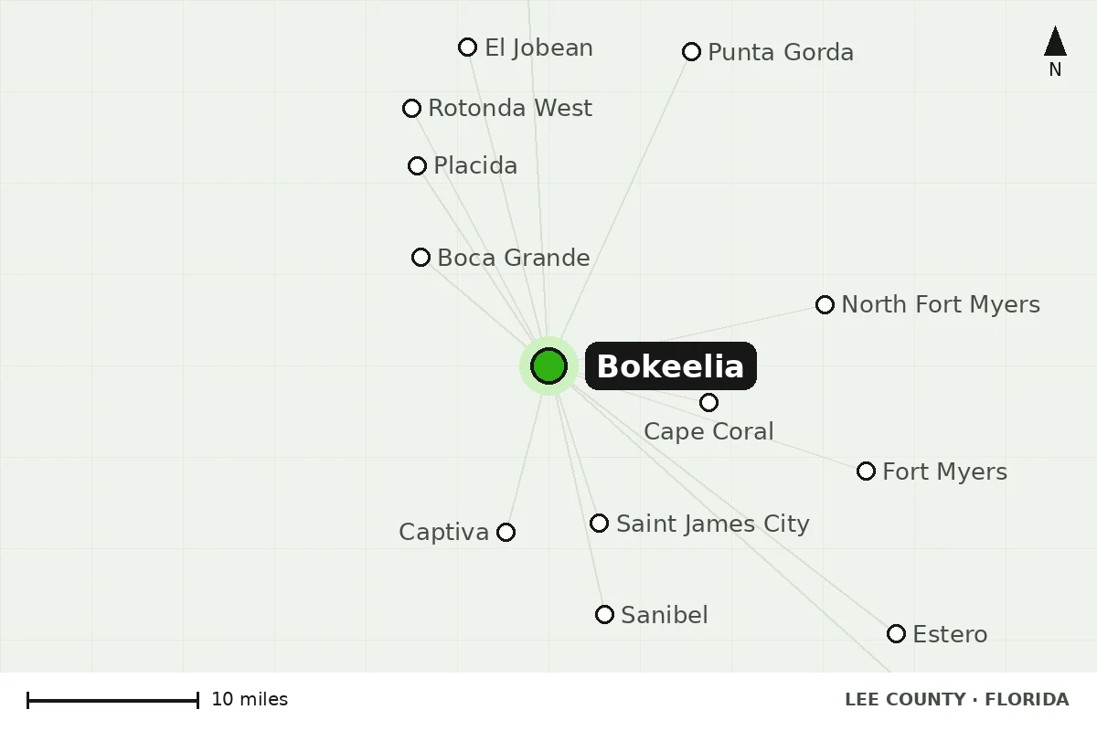Map of Bokeelia, FL and nearby cities we serve