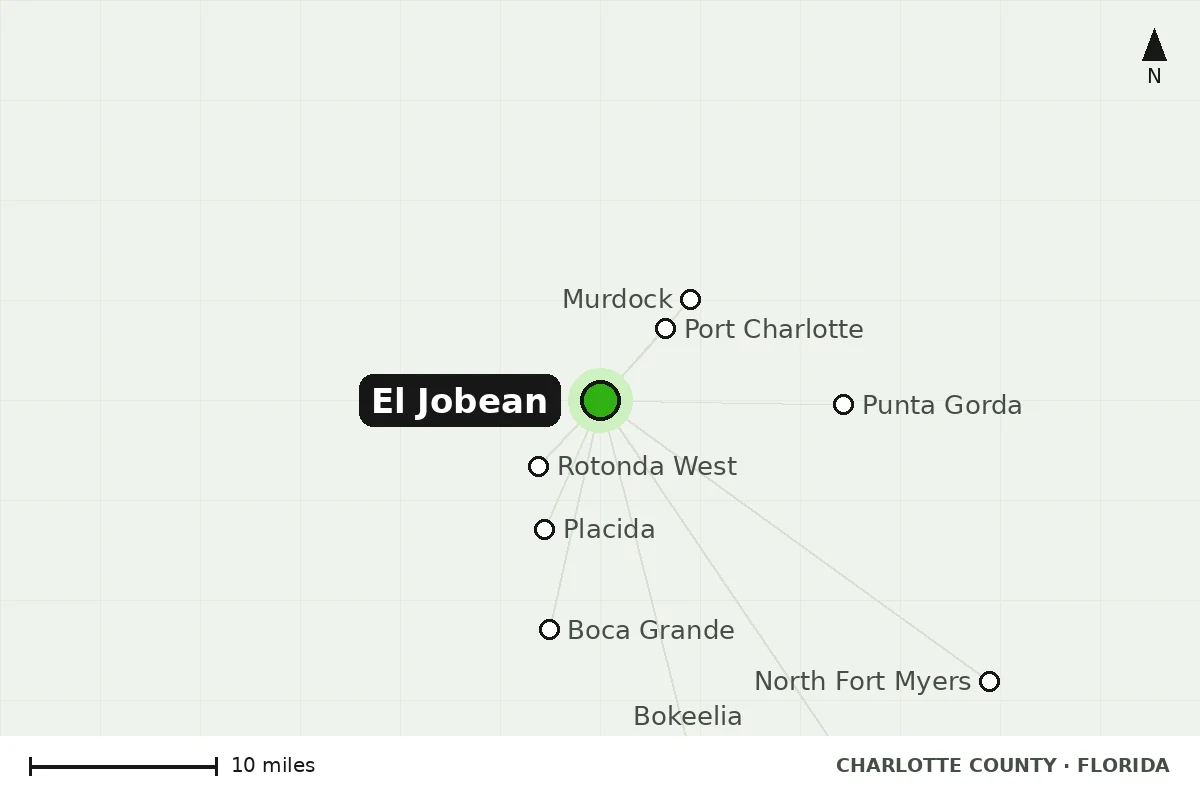 Map of El Jobean, FL and nearby cities we serve