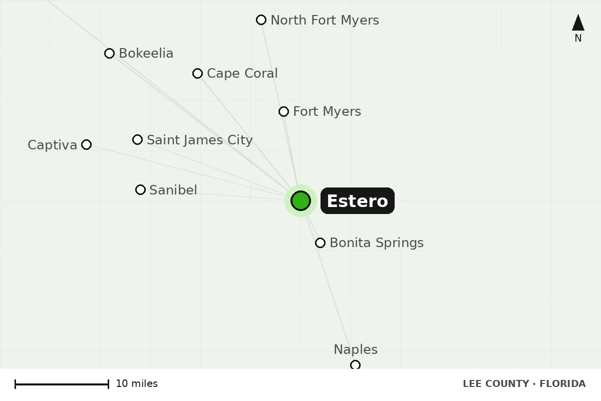 Map of Estero, FL and nearby cities we serve