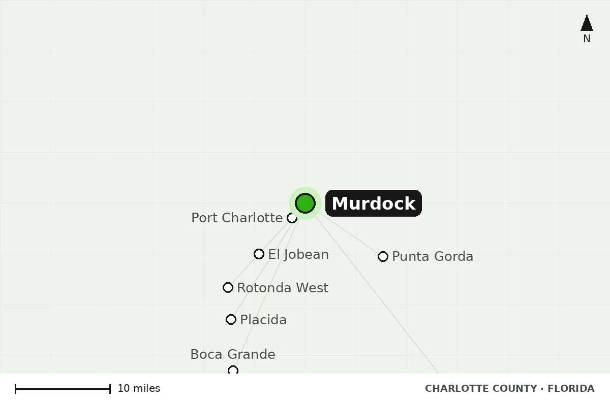 Map of Murdock, FL and nearby cities we serve