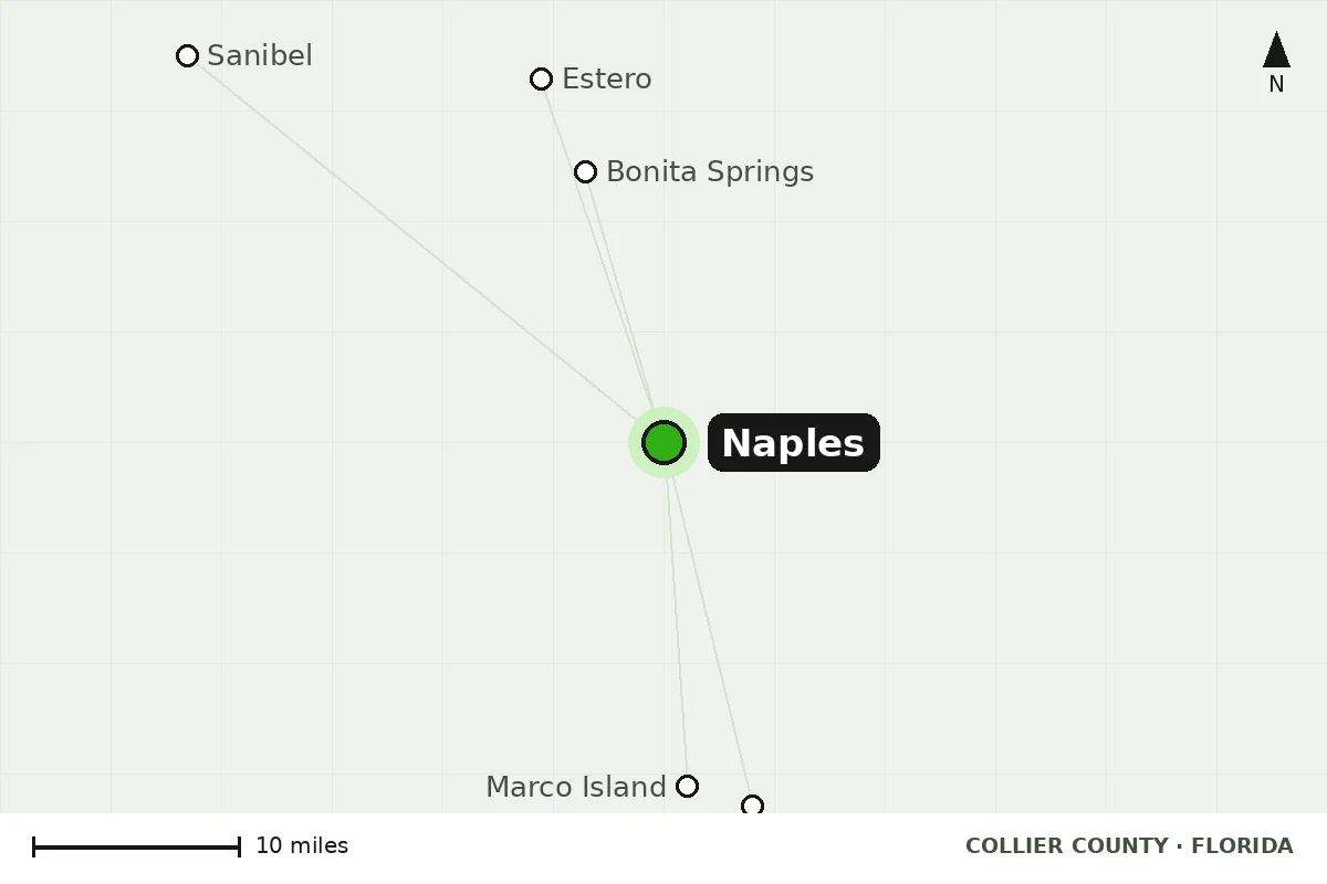 Map of Naples, FL and nearby cities we serve