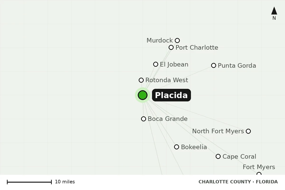 Map of Placida, FL and nearby cities we serve
