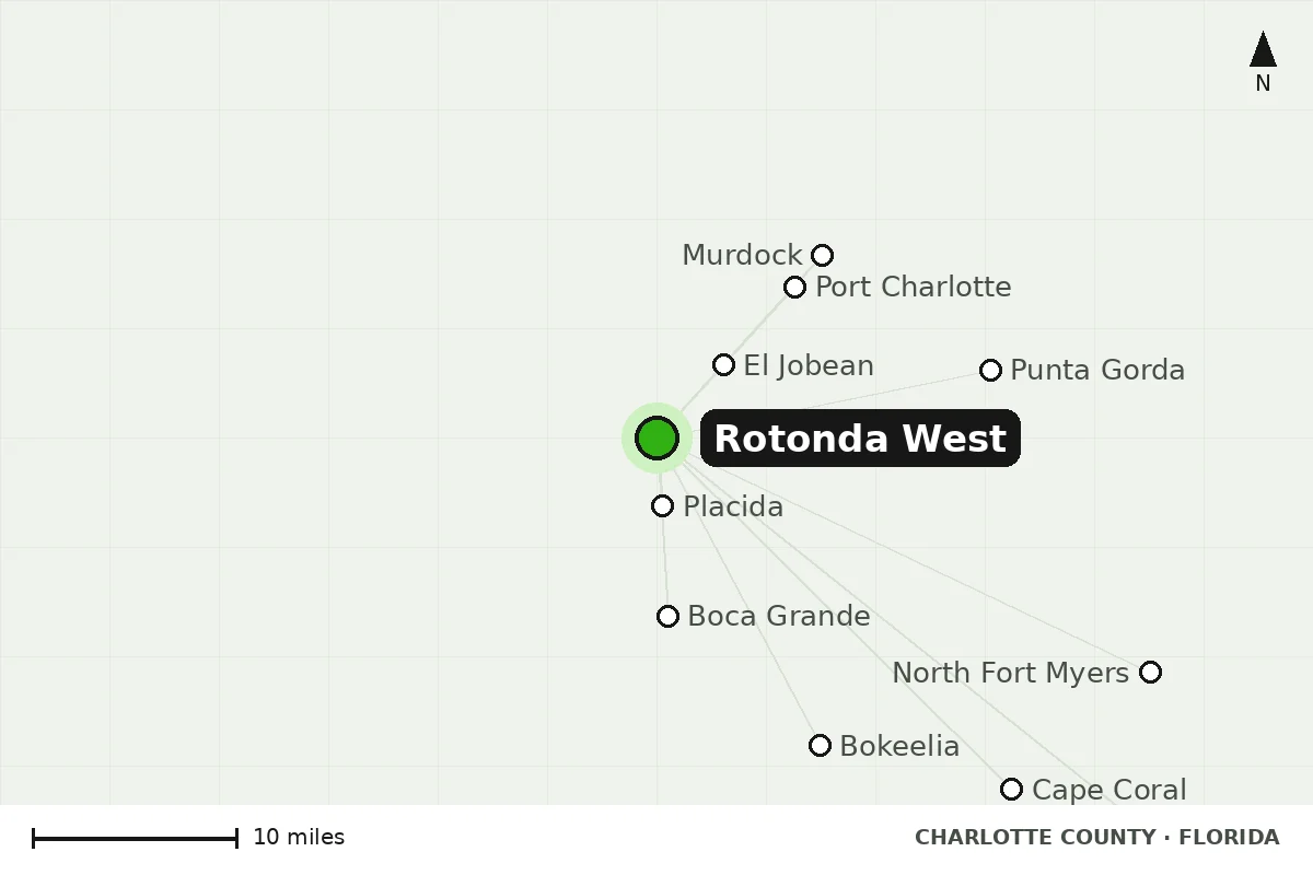 Map of Rotonda West, FL and nearby cities we serve
