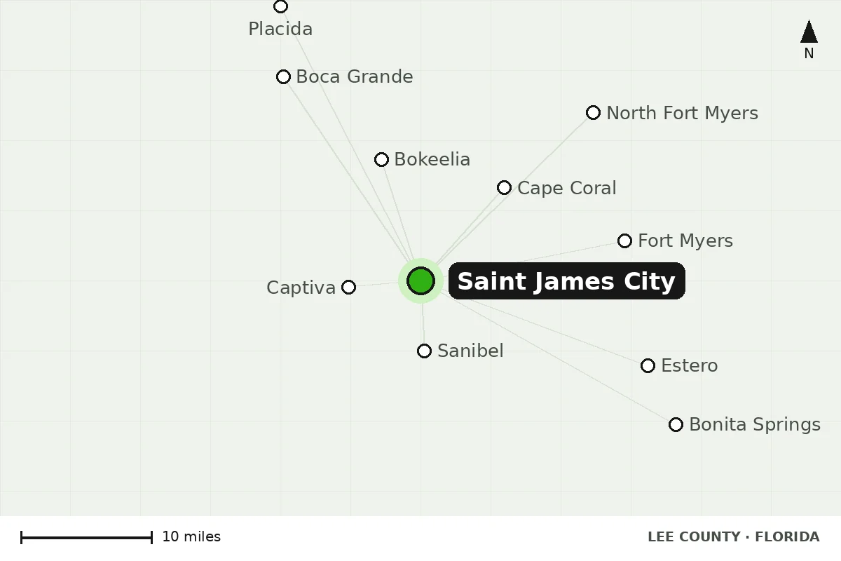 Map of Saint James City, FL and nearby cities we serve